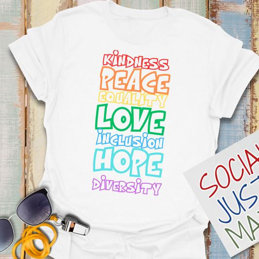 Kindness, Peace, Equality, Pride Celebration - Unisex Softstyle T-Shirt