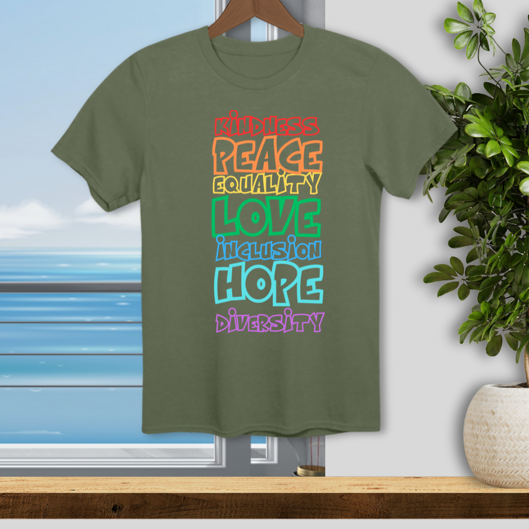 Kindness, Peace, Equality, Pride 2025 Shirt Celebration - Unisex T-Shirt