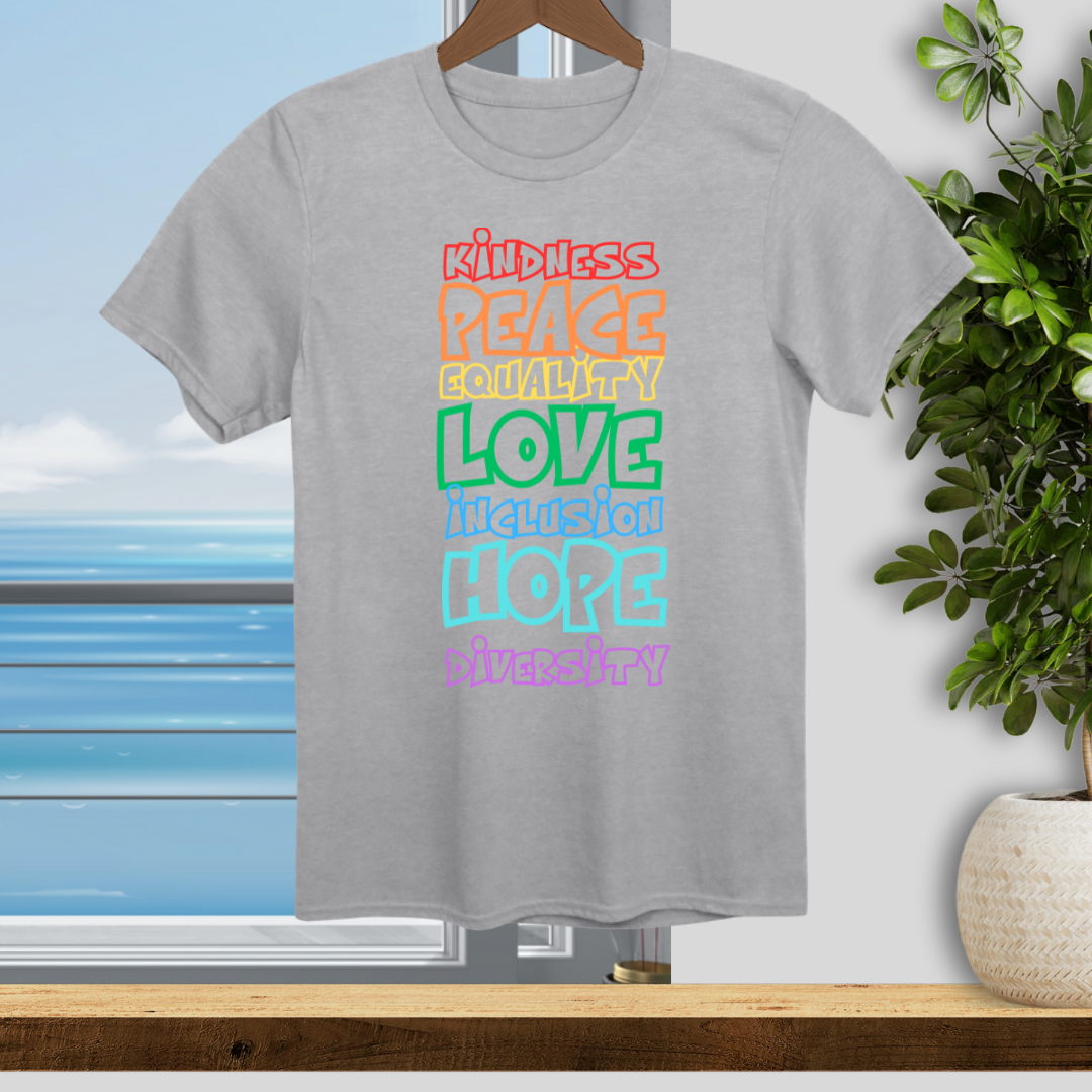 Kindness, Peace, Equality, Pride 2025 Shirt Celebration - Unisex T-Shirt