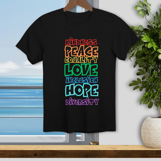 Kindness, Peace, Equality, Pride 2025 Shirt Celebration - Unisex T-Shirt