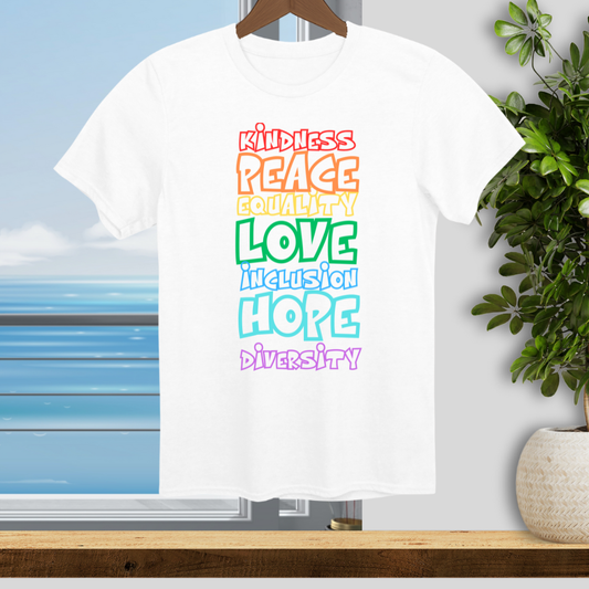 Kindness, Peace, Equality, Pride 2025 Shirt Celebration - Unisex T-Shirt