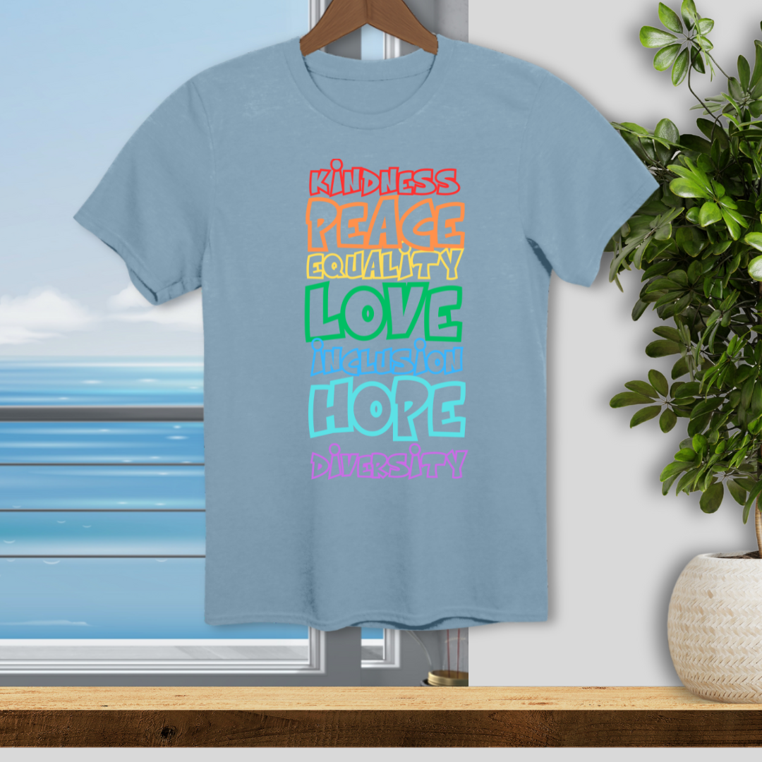 Kindness, Peace, Equality, Pride 2025 Shirt Celebration - Unisex T-Shirt