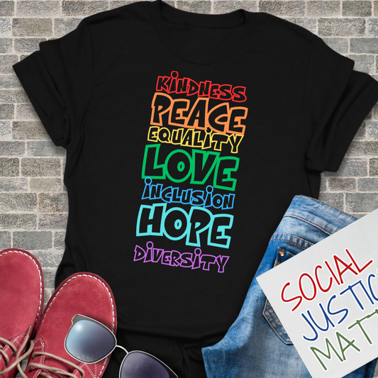 Kindness, Peace, Equality, Pride Celebration - Unisex Softstyle T-Shirt
