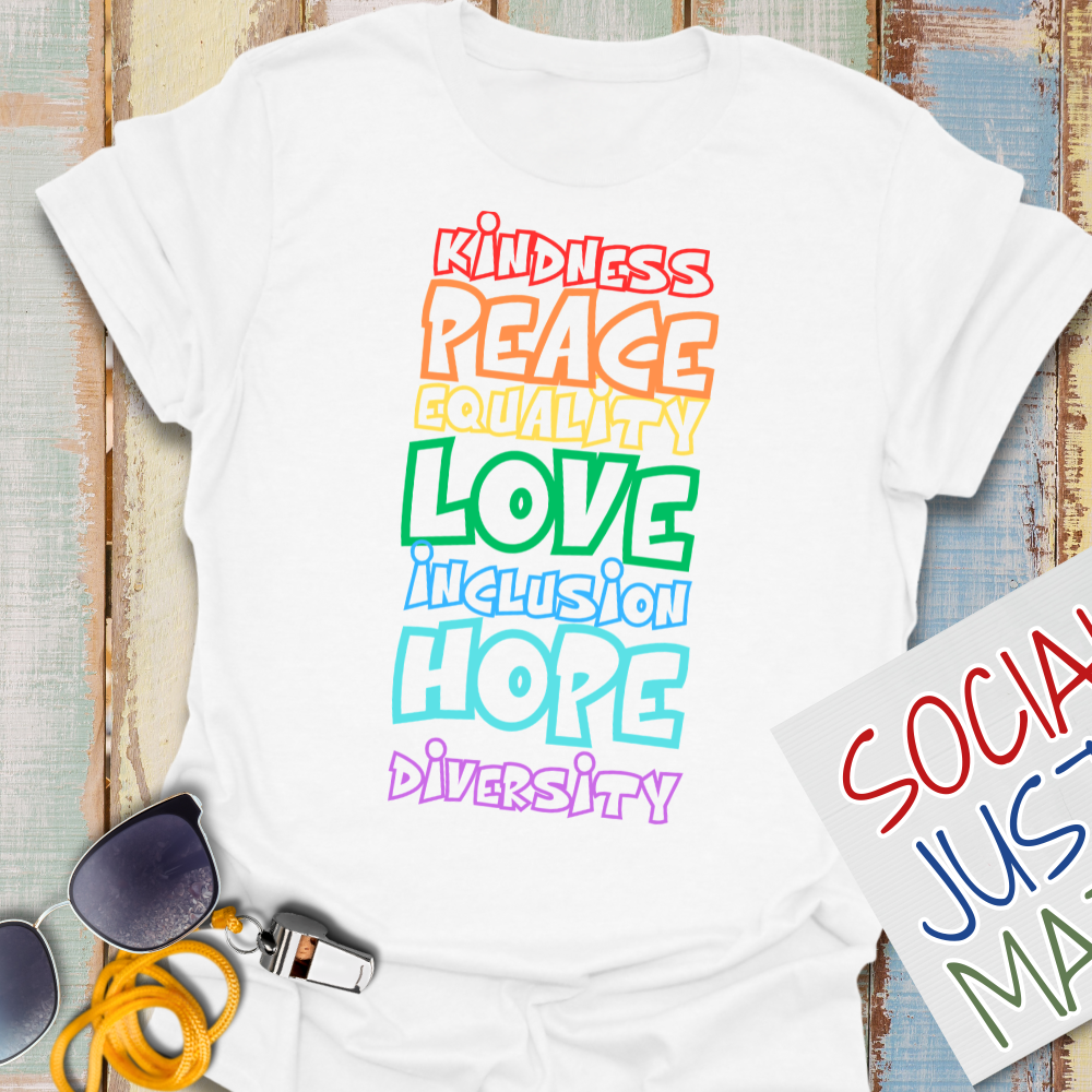 Kindness, Peace, Equality, Pride Celebration - Unisex Softstyle T-Shirt