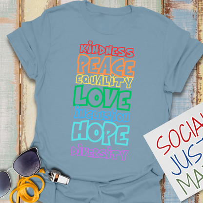 Kindness, Peace, Equality, Pride Celebration - Unisex Softstyle T-Shirt