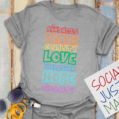 Kindness, Peace, Equality, Pride Celebration - Unisex Softstyle T-Shirt