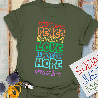 Kindness, Peace, Equality, Pride Celebration - Unisex Softstyle T-Shirt