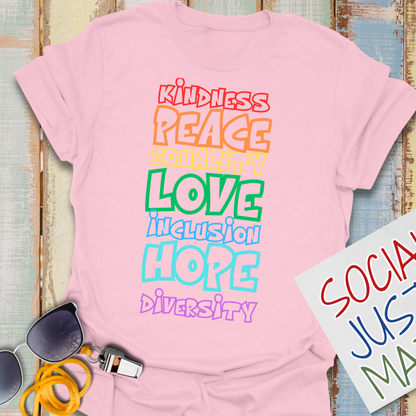 Kindness, Peace, Equality, Pride Celebration - Unisex Softstyle T-Shirt