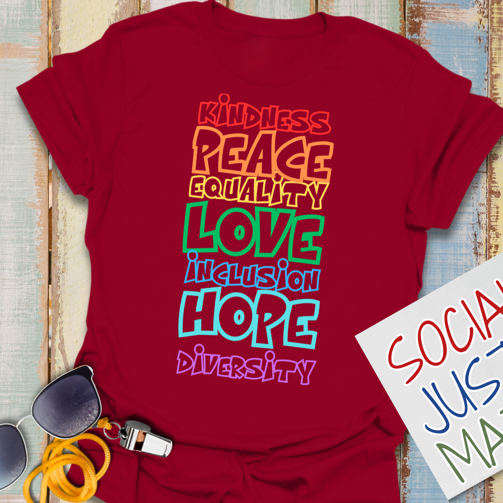 Kindness, Peace, Equality, Pride Celebration - Unisex Softstyle T-Shirt