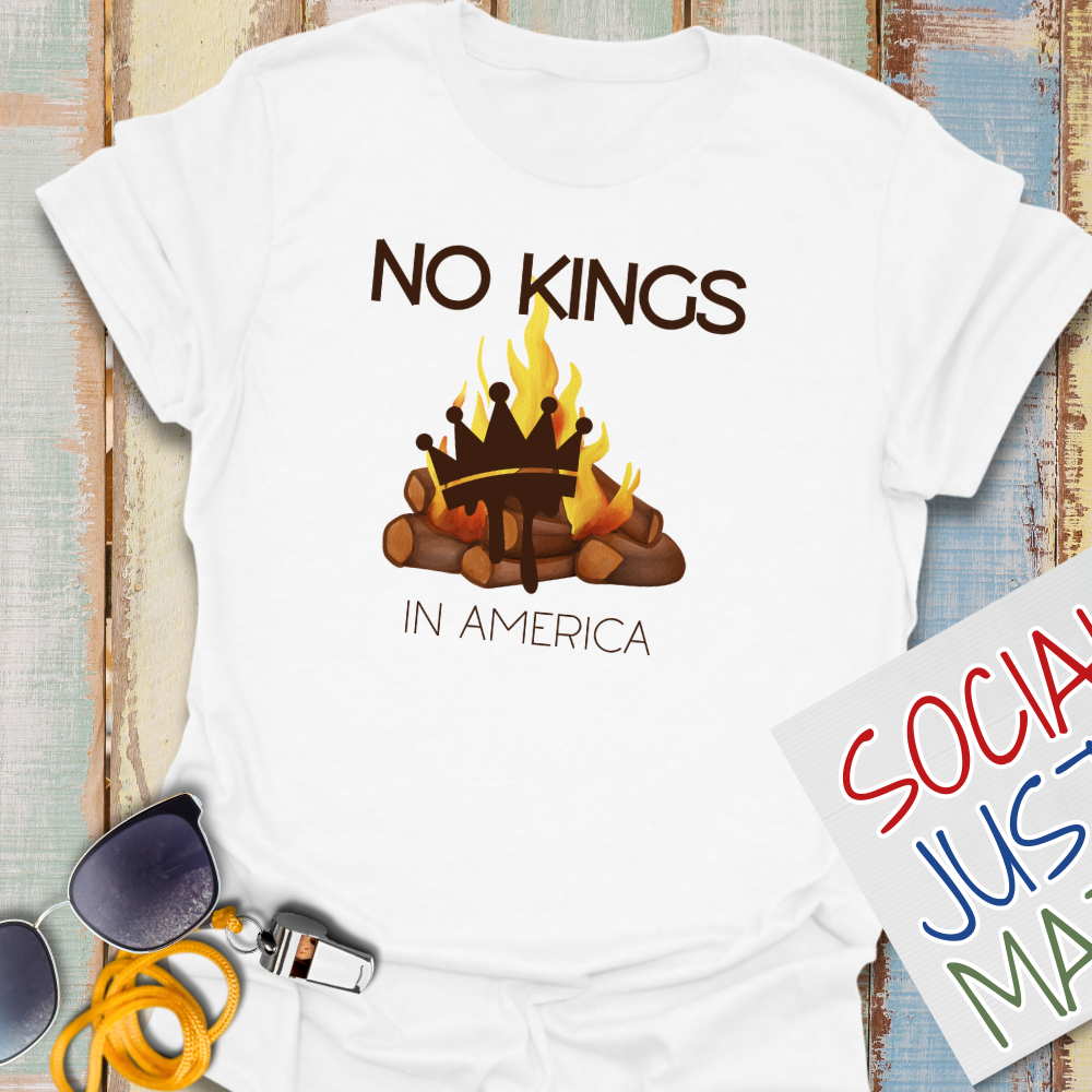 Melting Crown in Campfire: No Kings - Unisex Softstyle T-Shirt