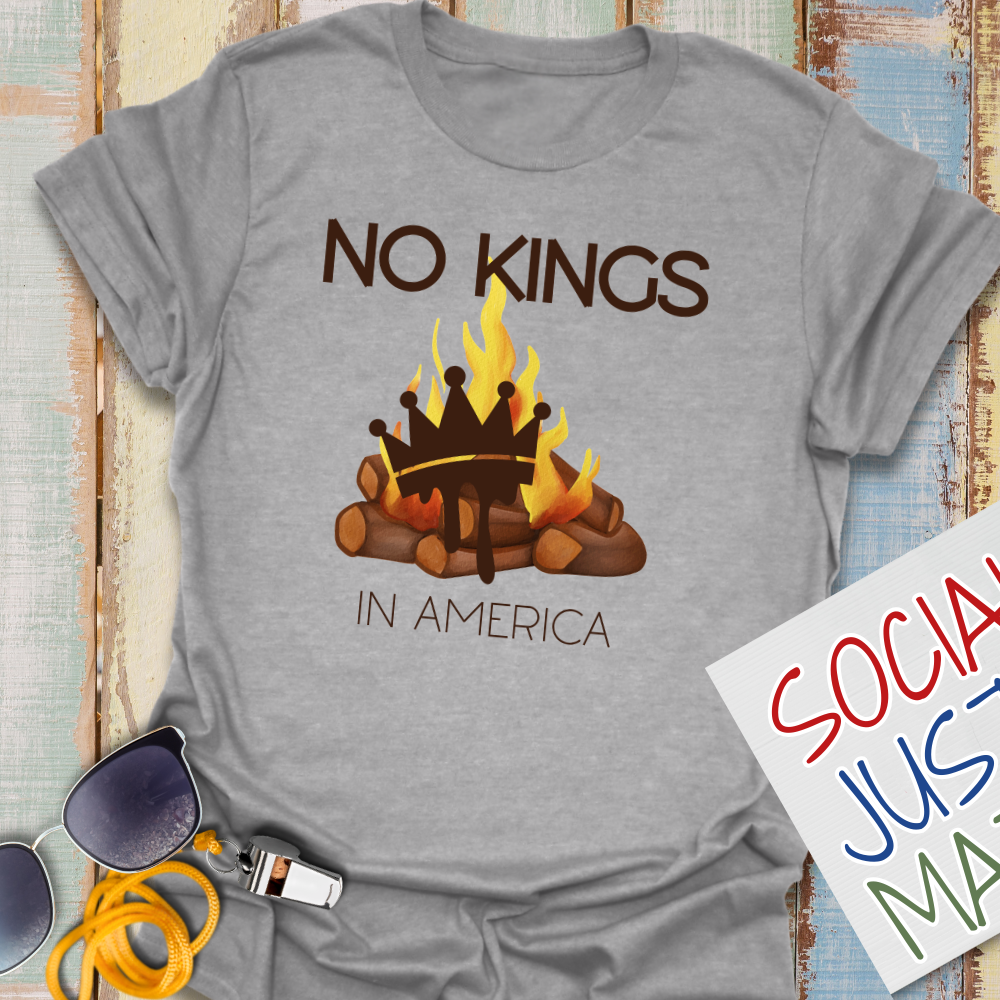 Melting Crown in Campfire: No Kings - Unisex Softstyle T-Shirt